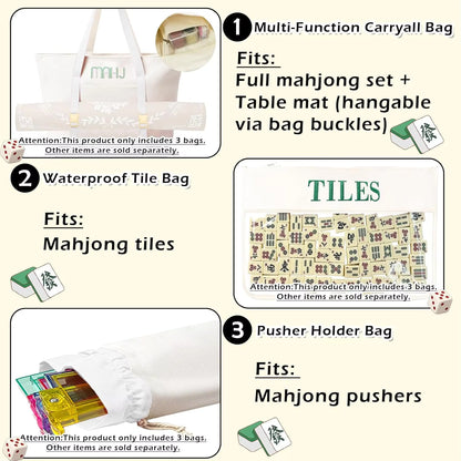 Valcrest™ Canvas American Mahjong Carry Bag Set – 3 Pieces