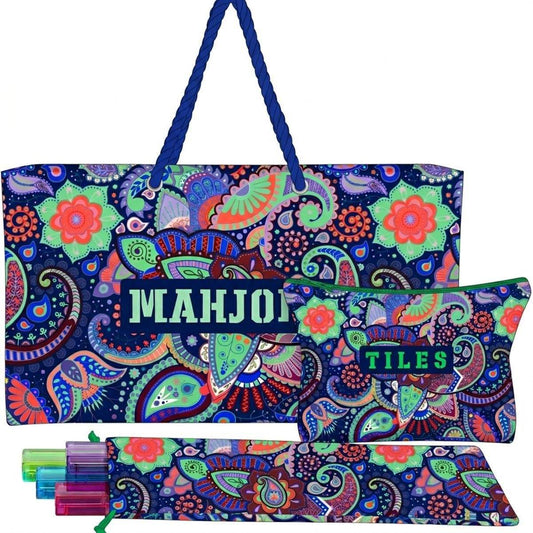 Valcrest™ Bohemian Bloom Mahjong Carry Bag Set – 3 Pieces