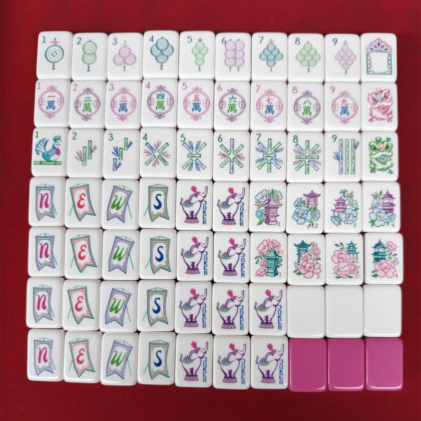 Valcrest™ Elephant Blossom American Mahjong Set – 160 Tiles