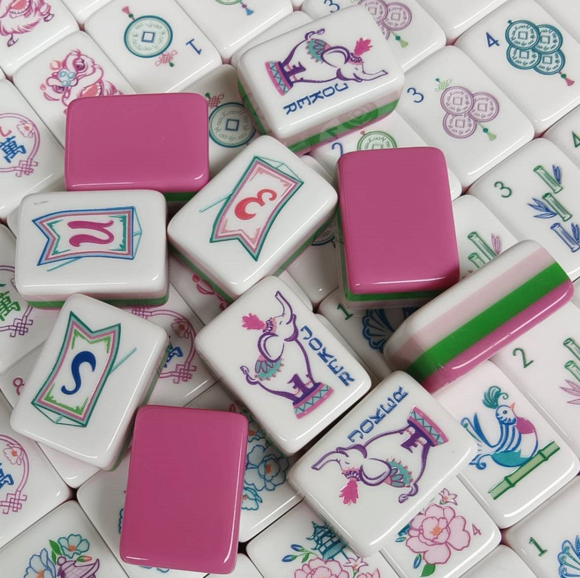 Valcrest™ Elephant Blossom American Mahjong Set – 160 Tiles