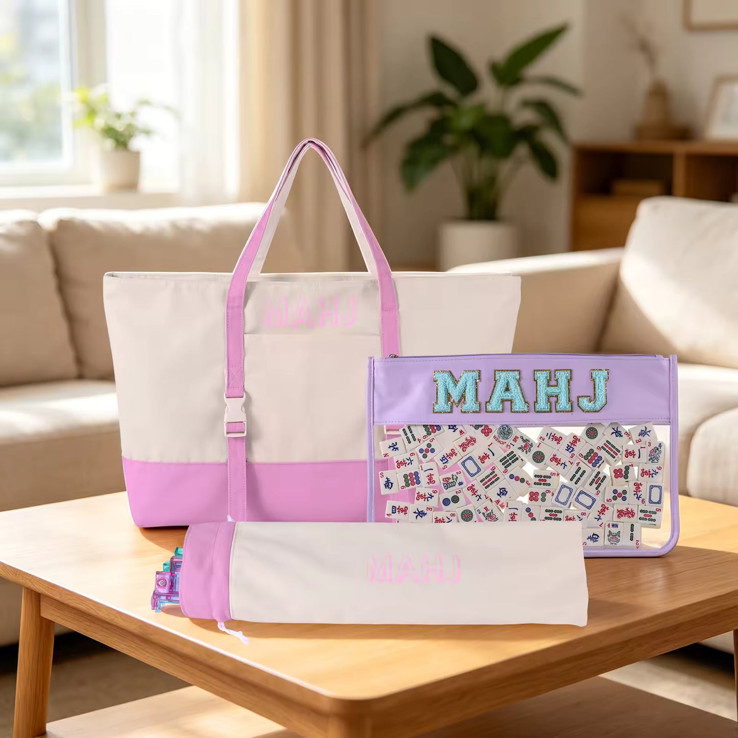 Valcrest™ Canvas American Mahjong Carry Bag Set – 3 Pieces