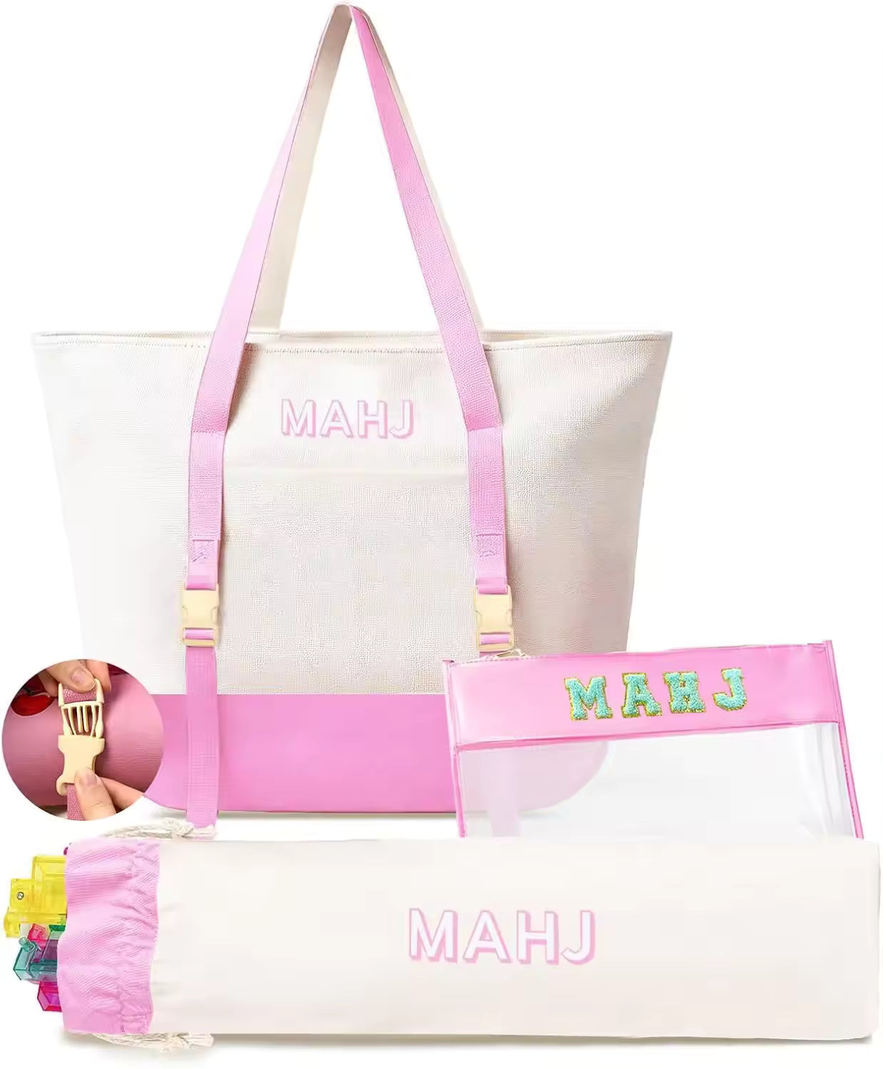 Valcrest™ Canvas American Mahjong Carry Bag Set – 3 Pieces