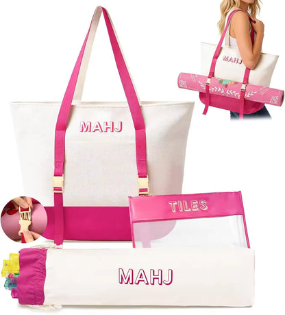 Valcrest™ Canvas American Mahjong Carry Bag Set – 3 Pieces
