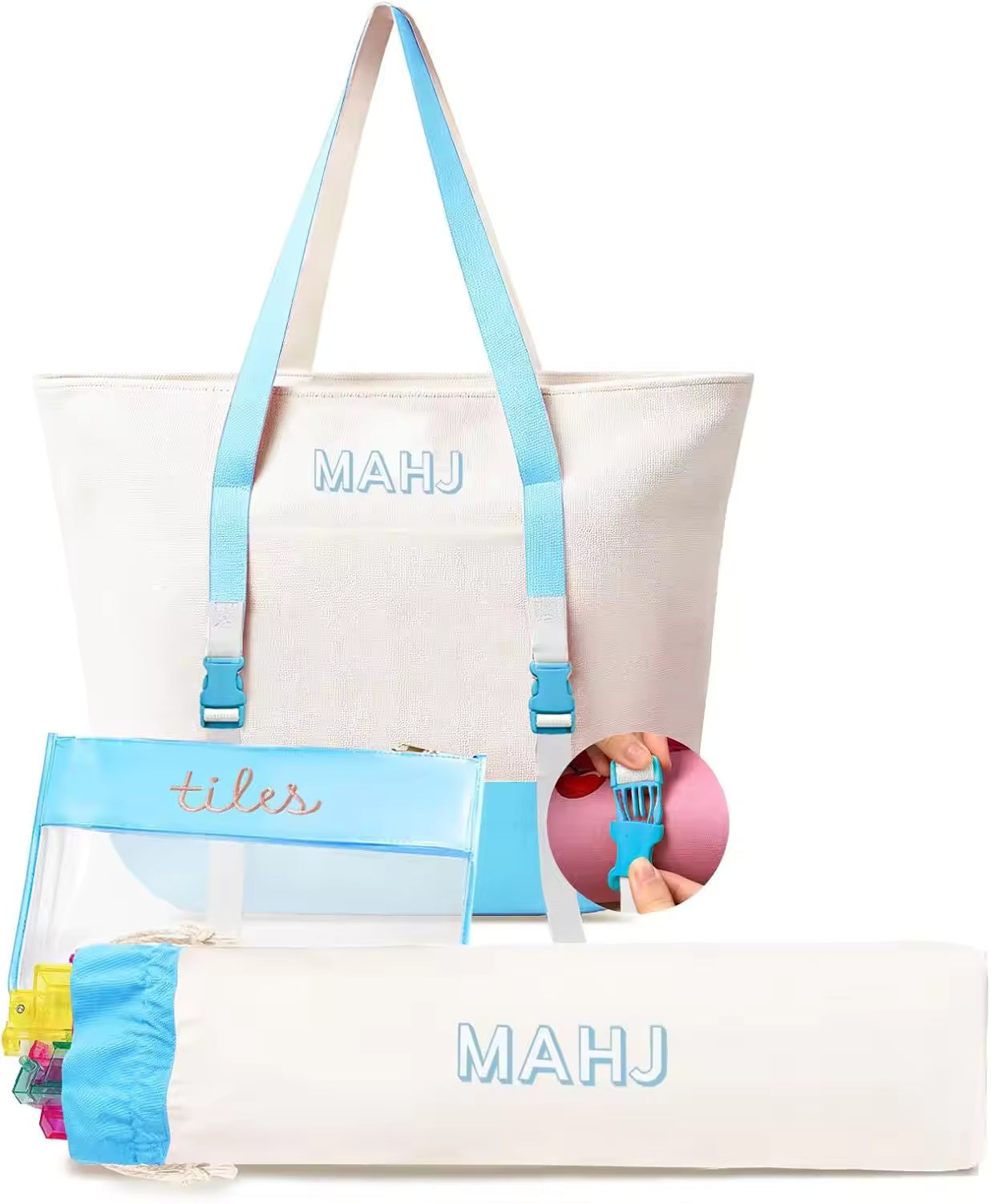 Valcrest™ Canvas American Mahjong Carry Bag Set – 3 Pieces