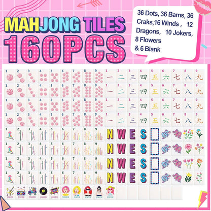 Valcrest™ Retro Pink Glam American Mahjong Set – 160 Tiles