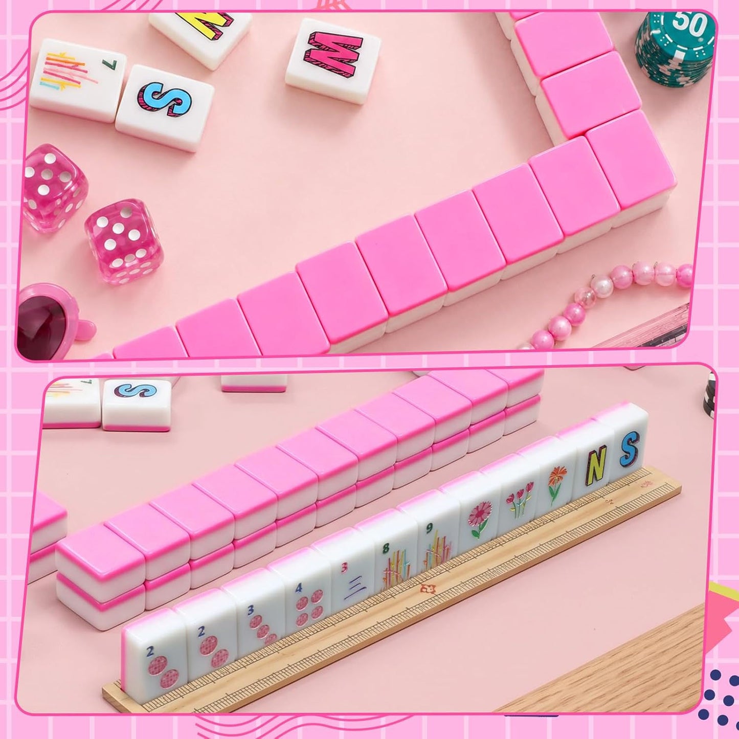 Valcrest™ Retro Pink Glam American Mahjong Set – 160 Tiles