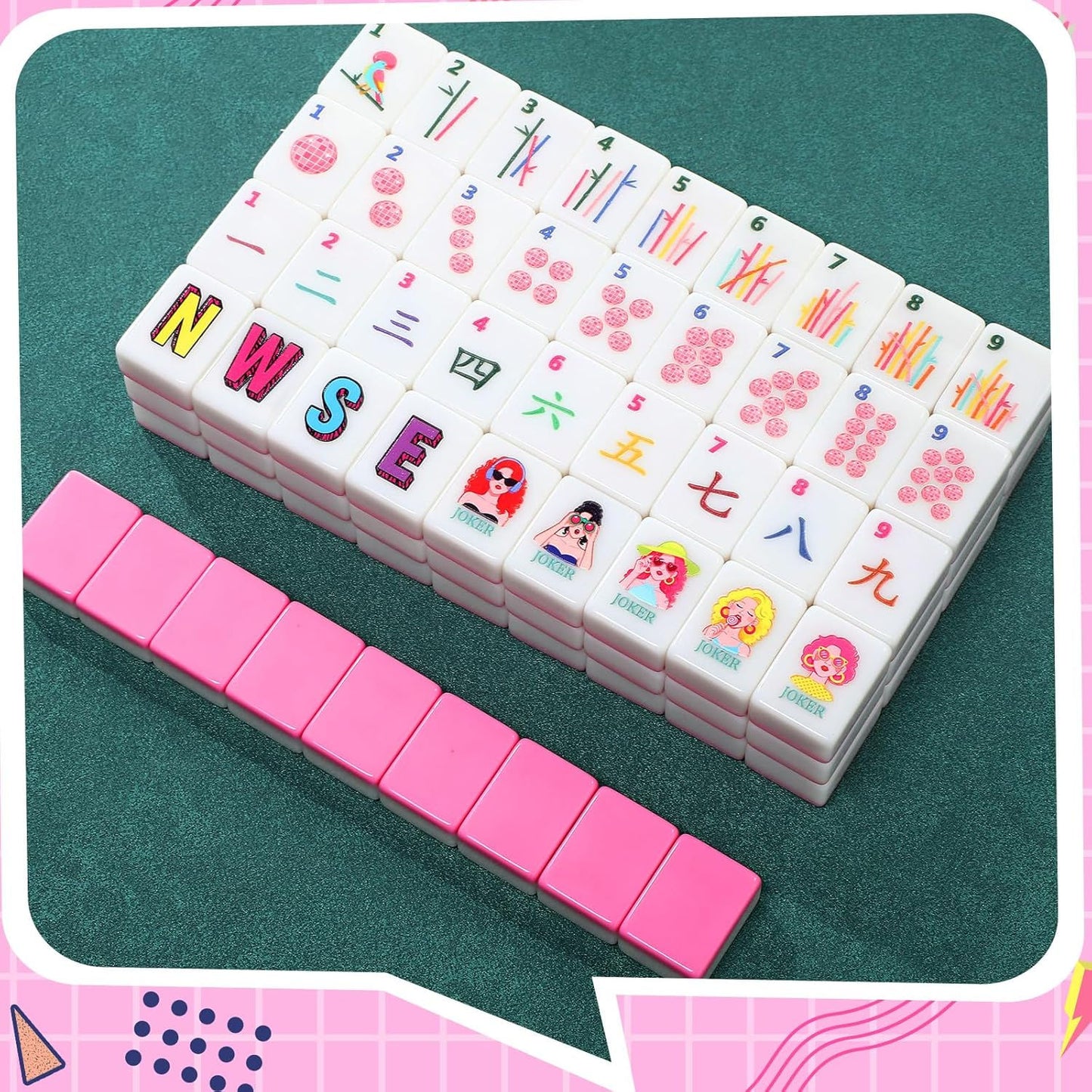 Valcrest™ Retro Pink Glam American Mahjong Set – 160 Tiles