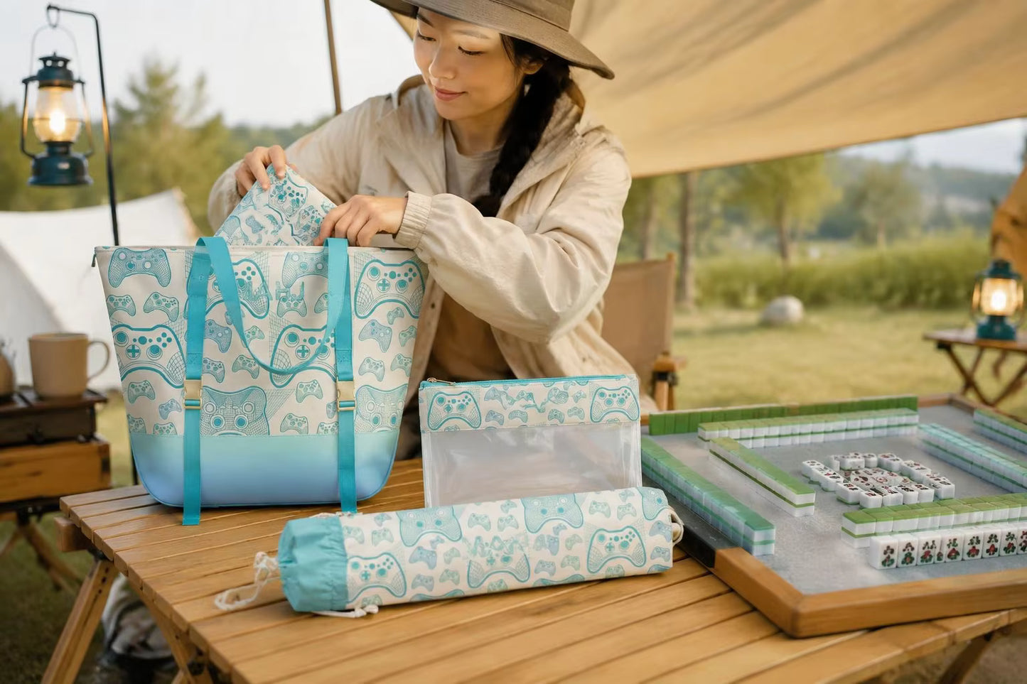Valcrest™ Playful Prints American Mahjong Carry Bag Set – 3 Pieces