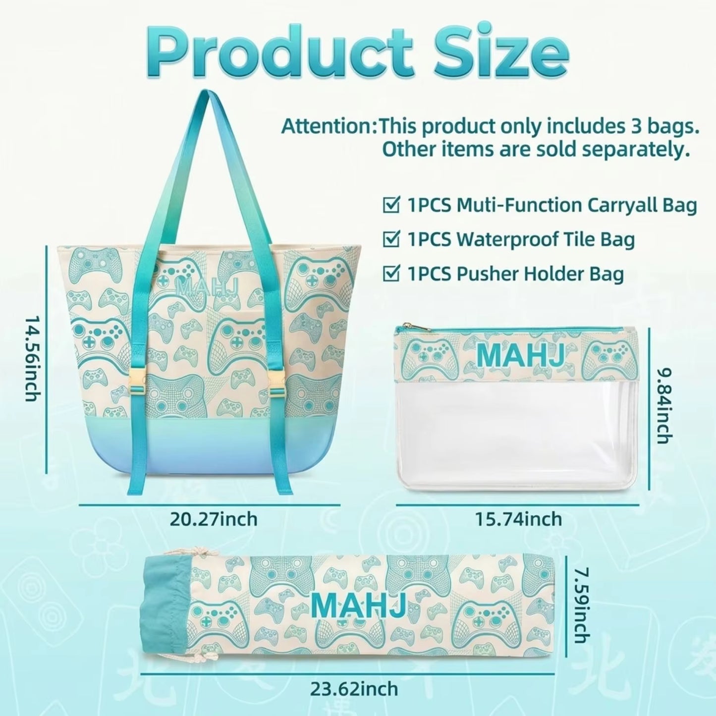 Valcrest™ Playful Prints American Mahjong Carry Bag Set – 3 Pieces