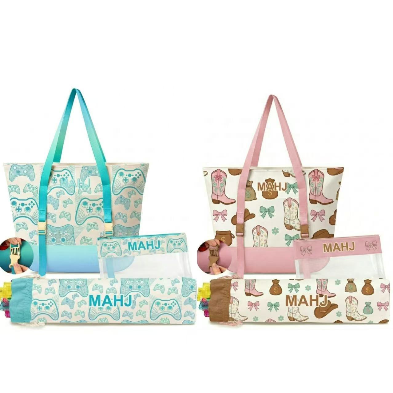 Valcrest™ Playful Prints American Mahjong Carry Bag Set – 3 Pieces