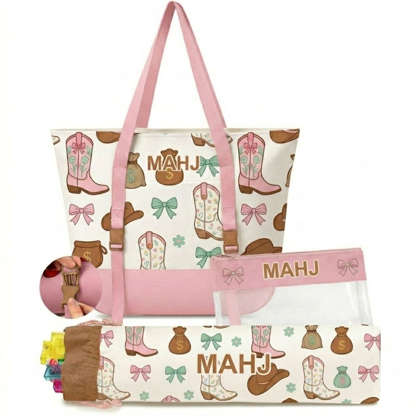 Valcrest™ Playful Prints American Mahjong Carry Bag Set – 3 Pieces