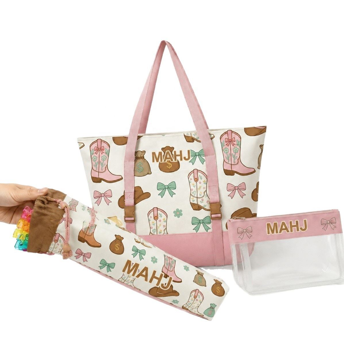 Valcrest™ Playful Prints American Mahjong Carry Bag Set – 3 Pieces