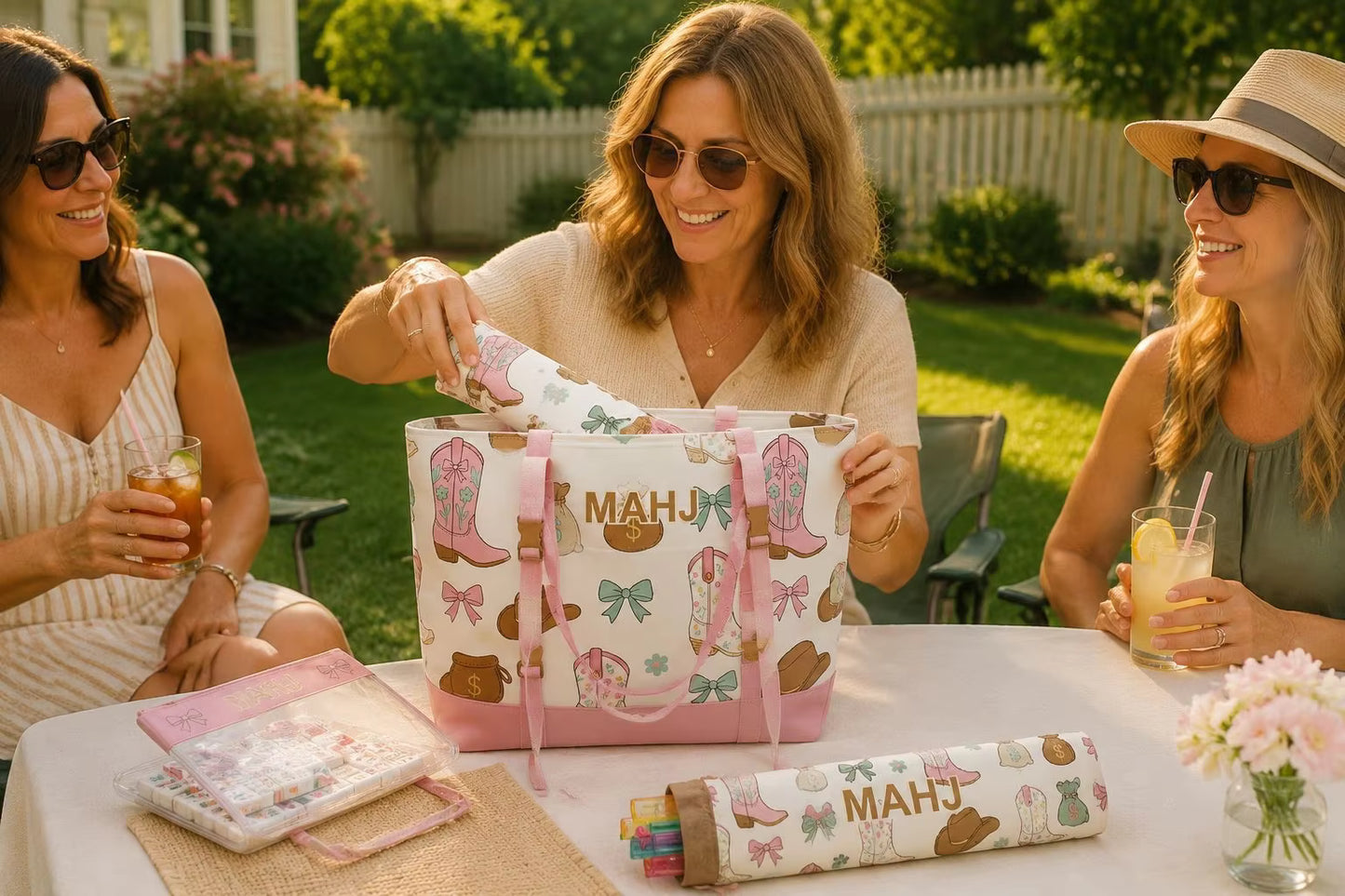 Valcrest™ Playful Prints American Mahjong Carry Bag Set – 3 Pieces