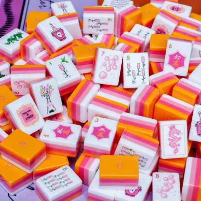 Valcrest™ Pink & Orange Pop American Mahjong Set – 160 Tiles