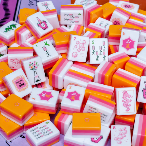 Valcrest™ Pink & Orange Pop American Mahjong Set – 160 Tiles