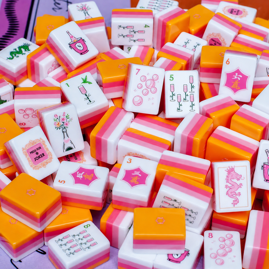 Valcrest™ Pink & Orange Pop American Mahjong Set – 160 Tiles