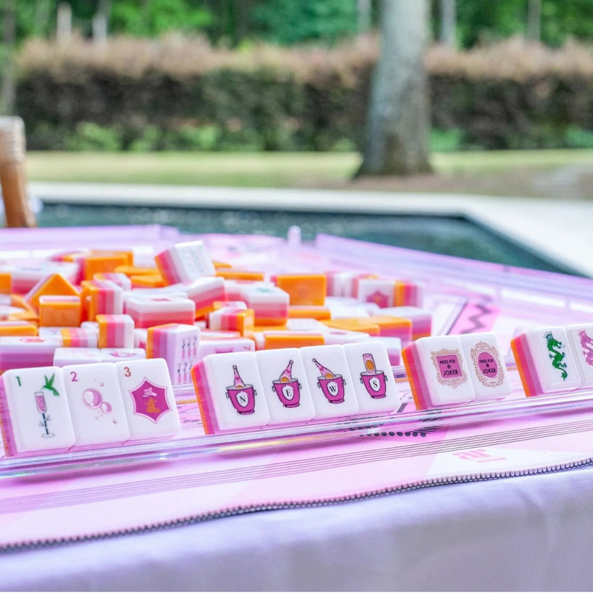 Valcrest™ Pink & Orange Pop American Mahjong Set – 160 Tiles