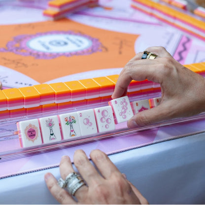 Valcrest™ Pink & Orange Pop American Mahjong Set – 160 Tiles