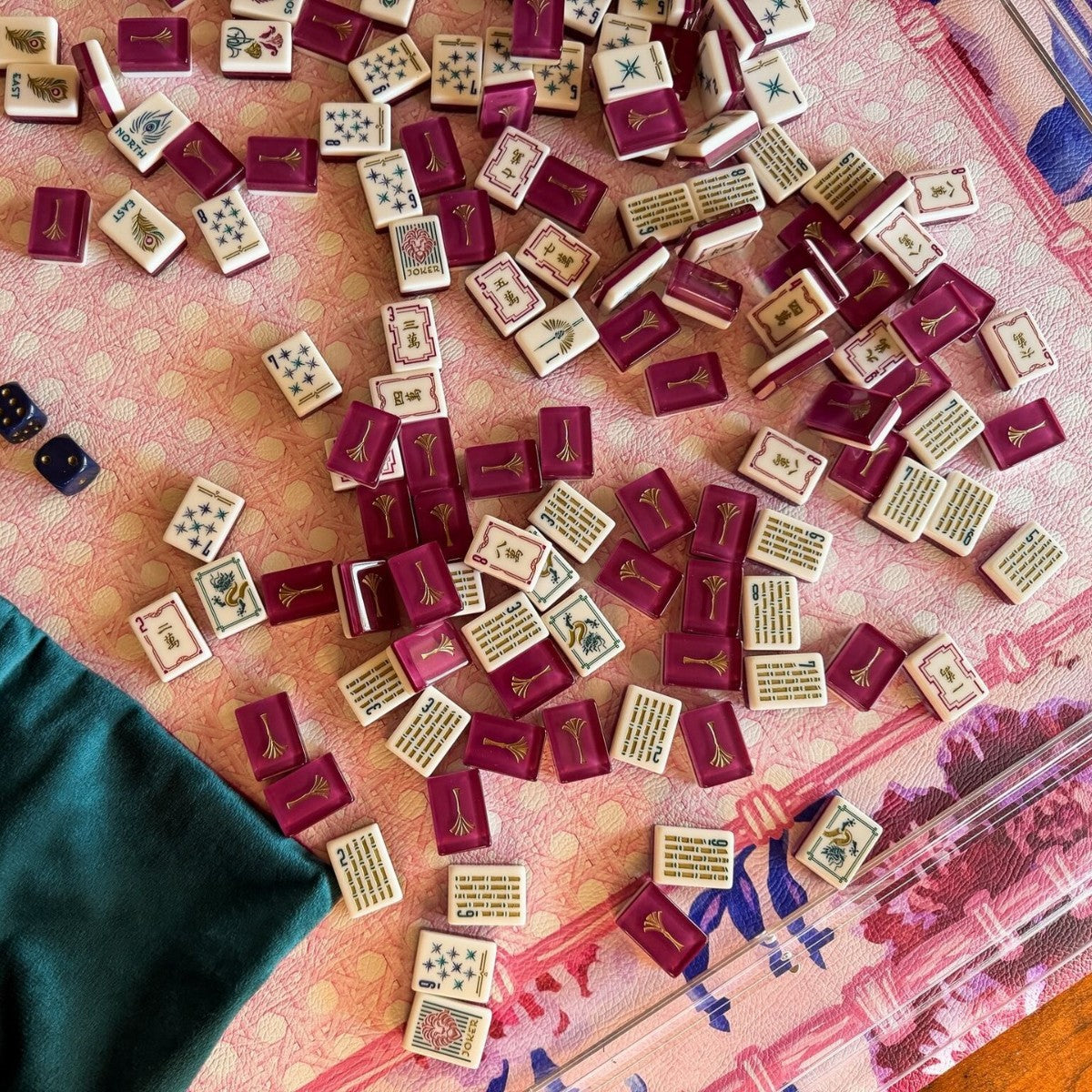 Valcrest™ Burgundy Peacock American Mahjong Set – 160 Tiles