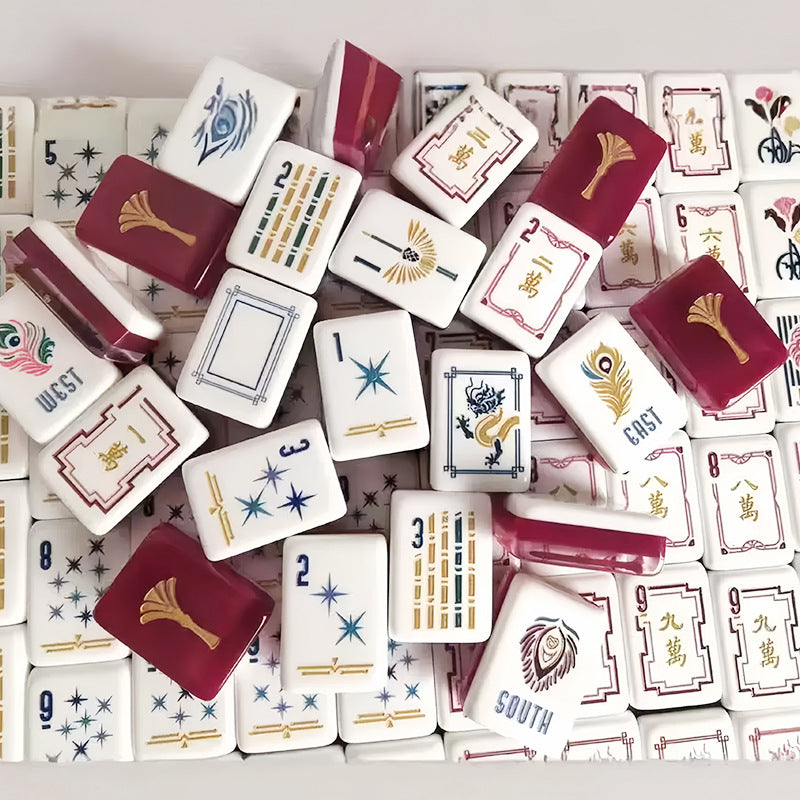 Valcrest™ Burgundy Peacock American Mahjong Set – 160 Tiles