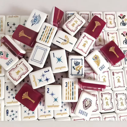 Valcrest™ Burgundy Peacock American Mahjong Set – 160 Tiles