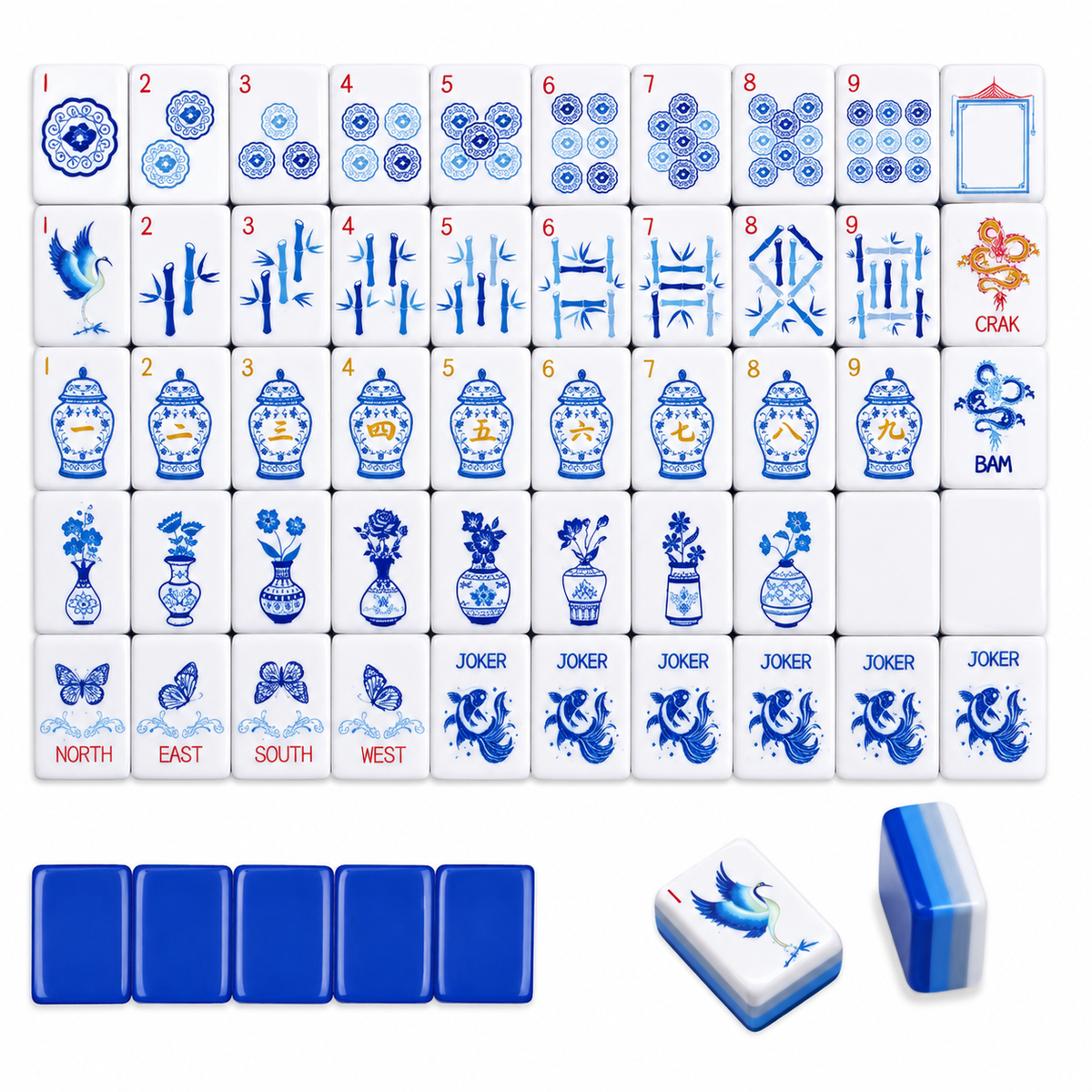 Valcrest™ Blue Porcelain American Mahjong Set – 160 Tiles